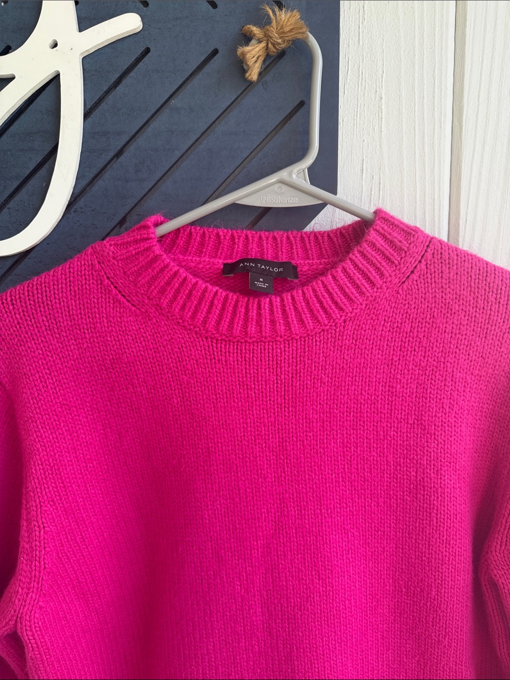 Ann Taylor Bright Pink Crewneck Sweater